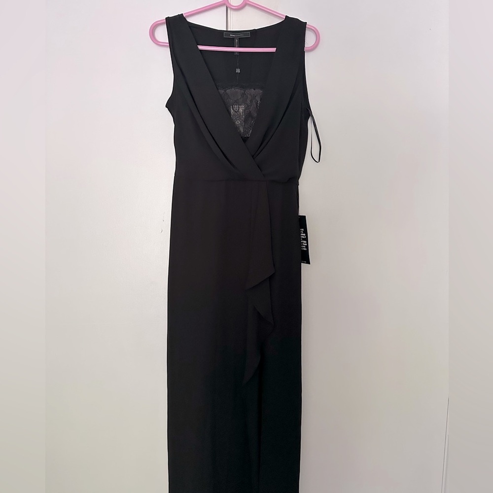 BCBGMAXAZRIA Koko Lace-Trim Blouson Maxi Gown Dress